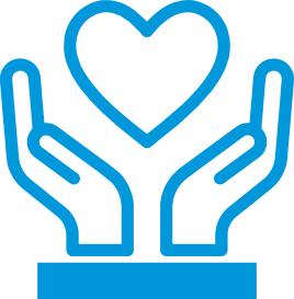 Blue hands holding heart icon